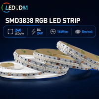 Bande lumineuse LED RGB haute densité 3838 SMD 240 LED/m 16W/m IP68 Wi-Fi/ Intérieur/Extérieur Certifiée CE RoHS ETL Garantie 3 ans