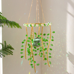 Piedra Natural cristal verde Rama de sauce decoración colgante aéreo colorido Sun Catcher colgante para dormitorio jardín Navidad - Product Image 1
