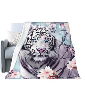 Snowy Brave White Tiger Flannel <b>Blanket</b> Throw <b>Blanket</b> Nap <b>Blanket</b> Reversible Cozy <b>Warm</b> for Winter Warmth Custom Print Wholesale - Product Image 5