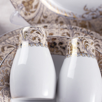 Or Ensembles De Dîner En Céramique De Luxe 72 Pièces Ensembles de Dîner En Porcelaine pour Mariage