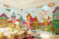 Papier peint de bonne qualité pour chambre d'enfant, papier peint mural 3D couleur dessin animé maison garçon et fille, papier peint personnalisé pour chambre d'enfant, design de chambre d'enfant