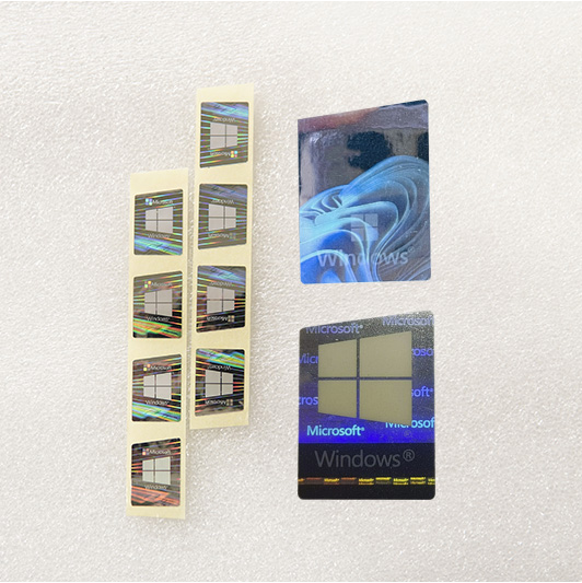 Blue Hologram Anti Counterfeiting Laser Sticker Win 10 11 Logo Plastic Label for Consumer Electronics
