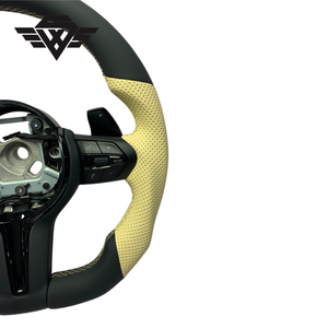 Volant de voiture en cuir pleine fleur de style sport de haute qualité pour <span class=keywords><strong>BMW</strong></span> M3 M5 F32 F20 X6 X5 F10 F30 F31, design personnalisé d'usine - Product Image 3