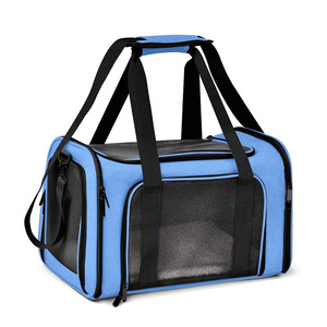 Transportín para mascotas de gran capacidad, gris y negro, de malla, para perros y gatos, para viajes, con asas y cierre de cremallera. - Product Image 3