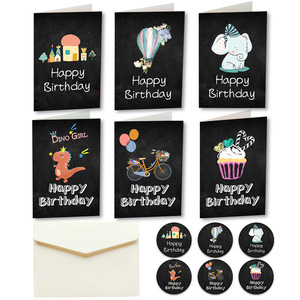 Cartes de vœux noires de fête, carte d'<span class=keywords><strong>invitation</strong></span> d'anniversaire, avec enveloppe autocollante, 6 Styles, 1 pièce - Product Image 3