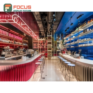 Durable Coffee Display Cabinet Laminate Wood Finish Coffee Bean Display Area Commercial Cafe Cabinet - Product Image 5