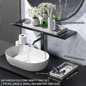 Zeepdispenser Lade Sleutel Aanrecht Ijdelheid Opslag Trays Hot Koop Shatterproof Rechthoek Siliconen Sieraden Doos Aangepaste Pakket - Product Image 5