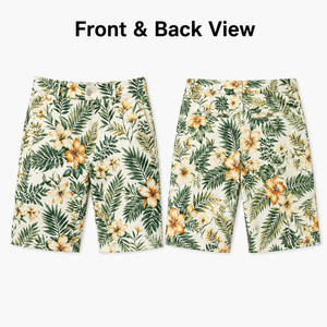 Maßgefertigte OEM Tropische Golf-<span class=keywords><strong>Shorts</strong></span> für Herren mit Blumenmuster, Schnelltrocknend, Dehnbar, Leichtgewichtig, Sommer-Resort Casual Tropische Golf-<span class=keywords><strong>Shorts</strong></span> - Product Image 3