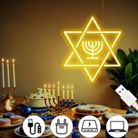 Enseigne néon Joyeuse Hanouka, Lumière néon pour la Hanouka, Décoration murale pour la fête juive, Enseignes LED, Écran d'affichage électronique