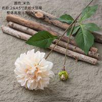 2 têtes de fleurs artificielles Dahlia effet naturel, style européen, avec plante verte, pour décoration de mariage, remise de diplôme, Thanksgiving, réutilisables