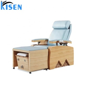 Mobilier de salon de manucure de luxe Kisen, équipement blanc et noir, fauteuil de pédicure vibrant avec massage pour les pieds, en vente - Product Image 1