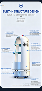 <span class=keywords><strong>Robot</strong></span> de livraison de nourriture à navigation automatique, programmable et rapide, prend en charge la liaison par ascenseur pour la distribution de nourriture en intérieur - Product Image 2