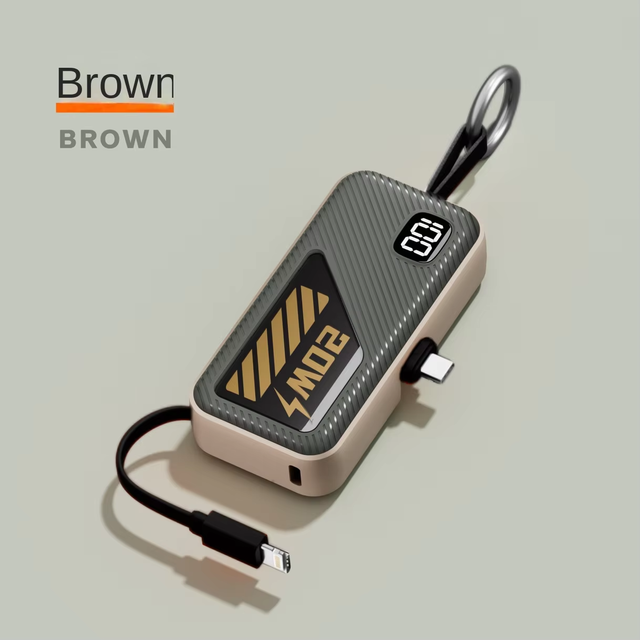 Power Bank High Capacity Compact Portable Mobile Power Key Chain Design and Charging Cable Power Bank