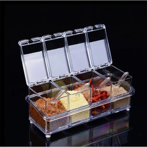Nouvelles boîtes de rangement transparentes 4 pièces/lot, pots à épices, bouteilles à sucre et à sel, organisateur de cuisine - Product Image 2