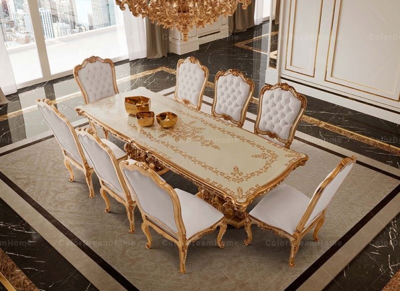 Rococo Luxus Marmor Esstisch Set für 20 Personen