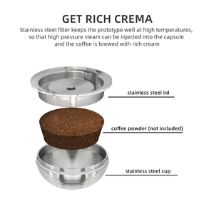 1Pod 1Tamper Set 80ml/2.4oz Capsule de café en métal en acier inoxydable compatible avec Vertuoline GCA1 <span class=keywords><strong>Delonghi</strong></span> ENV135S Maker - Product Image 5