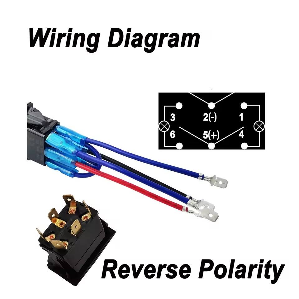 Forward Reverse Polarity Rocker Switch DPDT 12V DC Motor Control RV ...