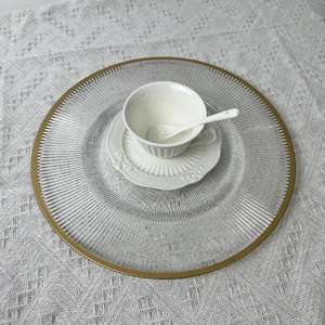 13 "Gouden Rand Geribbelde Doorzichtige Oplader Voor Plaat Plastic Trouwtafel Decoratief Onder Platen Acryl Serviceborden - Product Image 3