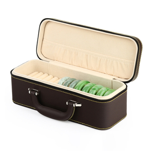 Estuche de Cuero Hecho a Mano de Alta Gama con Espejo y Bandejas Apilables, Organizador de Joyas de Acrílico Grande con Cierre de Cremallera para Viaje - Product Image 3