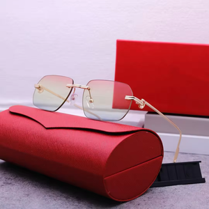 Lunettes de soleil sans monture luxueuses et élégantes avec un étui et un logo de marque de créateur, adaptées aux hommes et aux femmes. - Product Image 3