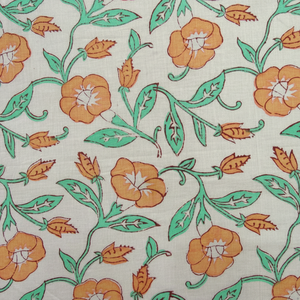 Handblock, hermosa tela estampada de algodón floral hecha a mano, tela de muselina de algodón suave personalizada - Product Image 1