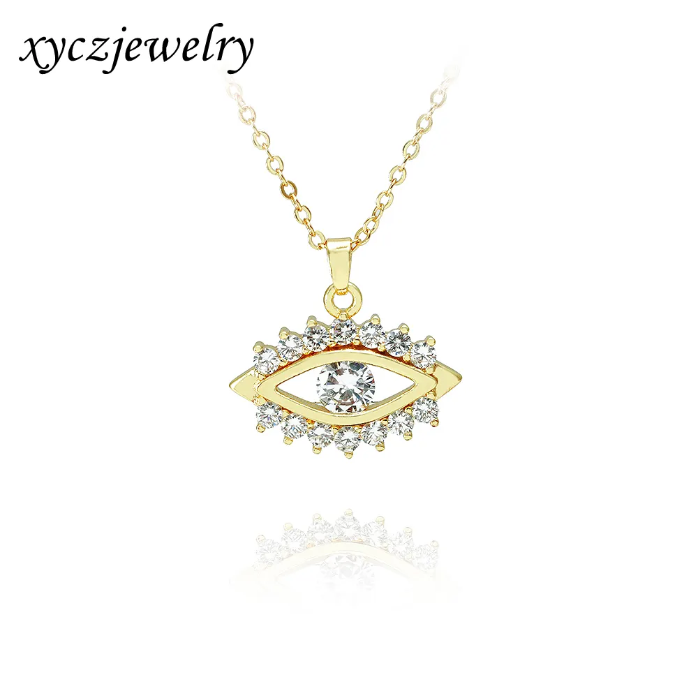 High quality White Zircon Eye Necklaces Religious Gold Plated Eye Pendant Necklaces