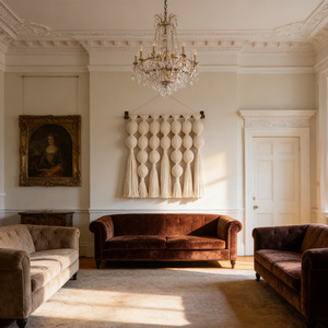 Sculpture <span class=keywords><strong>murale</strong></span> en macramé tressé à plusieurs niveaux en ivoire, décoration tissée de style méditerranéen côtier, <span class=keywords><strong>pour</strong></span> des chambres à coucher au bord de la plage sereines - Product Image 5