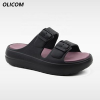 OLICOM Sandales de récupération pour femmes avec logo personnalisé, à double boucle réglable, imperméables, en EVA, type nuage