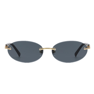 <b>Sunglasses</b> Oval Frameless Unisex TR Metals PC Lens UV400 Category 1 Light Colored For <b>Round</b> Faces - Product Image 4