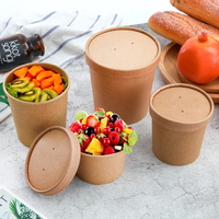 Récipient écologique personnalisé pour aliments à emporter bols à nouilles en papier kraft tasse à soupe avec couvercle