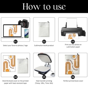 Couverture de livre vierge pour sublimation, en coton et lin, avec poche centrale, design pour transfert thermique, avec fermeture éclair - Product Image 5