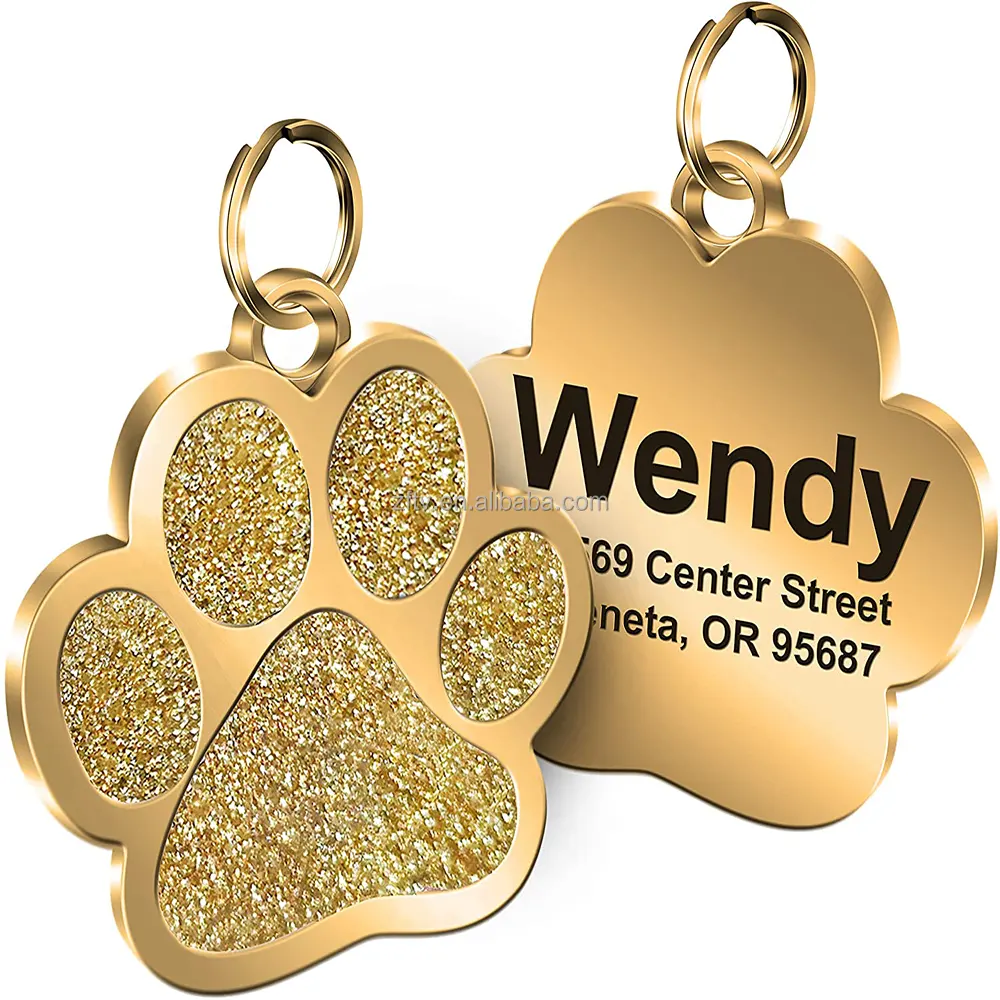 Zinc Alloy Dog Name Tags Necklaces Engraving Blank Dog Id Tag Custom Metal Dogtag Pet Id Tags