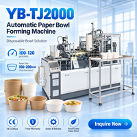 Machine à fabriquer des bols en papier haute vitesse YB-TJ2000, garantie 1 an, pour la fabrication de bols en papier kraft jetables de qualité alimentaire