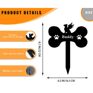 Lápida Conmemorativa Vertical Personalizada para Mascotas, Decoración de Jardín, Maceta de Metal para Exteriores - Product Image 3