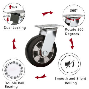 Schwenk bremse <span class=keywords><strong>Omni</strong></span> Directional Elastic Black Rubber Aluminium Kernst reifen Pneumatischer Industrie wagen Hoch leistungs räder Rollen - Product Image 6