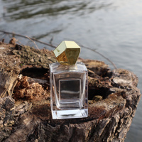 Diffuseur de parfum rectangulaire en verre transparent Qicheng 50 ml avec estampage doré et pompe pulvérisatrice à brume pour flacons de diffuseur à bâtonnets