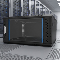 Armoire réseau murale 9U 19 pouces avec porte vitrée ventilée, rack de serveur ventilé et verrouillable pour équipement informatique en acier SPCC