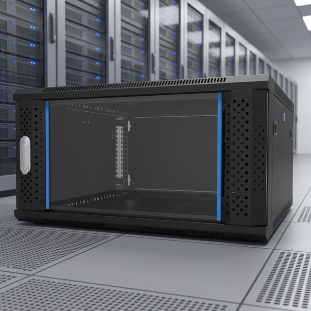9U Wall Mount Network Cabinet 19 Inch Glass Door Vented Server Rack with Vented Enclosure Lockable for IT Equipment SPCC Steel