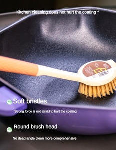 <span class=keywords><strong>Brosse</strong></span> à récurer les casseroles à poils durs haute densité : Nettoyant à long manche résistant à l'huile (élimination puissante des taches) - Product Image 6