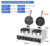 Machine à gaufres électrique commerciale avec 4 ou 8 moules ronds par lot, puissance 1200W/2400W, revêtement antiadhésif