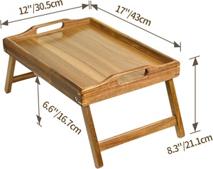 <span class=keywords><strong>Plateau</strong></span> de lit rectangulaire pliable en bois d'acacia Utoplike, table de service pour <span class=keywords><strong>canapé</strong></span> et lit, 43Dx30.5Lx21.1Hcm - Product Image 3