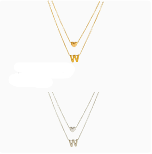 Collar con Letras del Alfabeto en Forma de Corazón de Acero Inoxidable, para Hombre y Mujer, Accesorios Transfronterizos, Gran Venta - Product Image 2