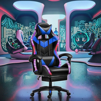 Chaise de jeu ergonomique en cuir confortable avec lumière LED Chaise de jeu RGB de course réglable en hauteur pour joueur