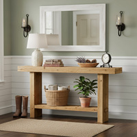 Console en bois massif de 63 pouces, table d'entrée étroite à 2 niveaux de style farmhouse pour couloir, entrée, salon
