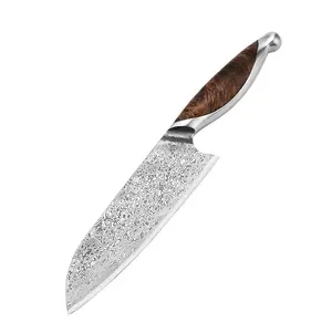 VINOX alta calidad 7 pulgadas santoku 110 capas Damasco cuchillo con mango de madera