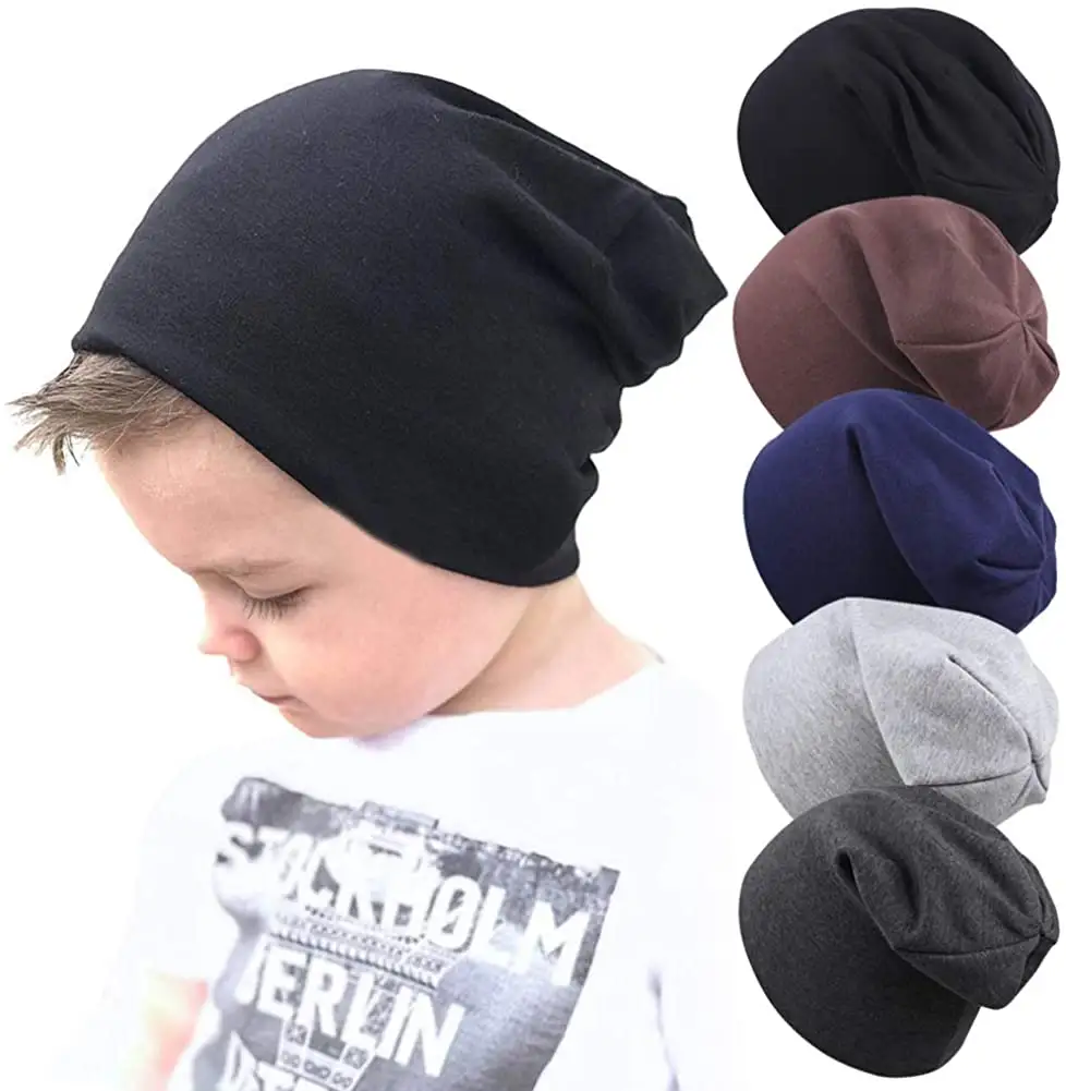 Groothandel Custom Baby Jongens Elastische Slouchy 100% Katoen Jersey Trui Kids Kinderen Peuters Mutsen Hat Skull Caps