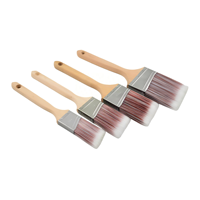 Pinceau à peinture à angle de 2,5 pouces, poils synthétiques rouge et blanc, qualité supérieure, fabrication directe, manche en bois