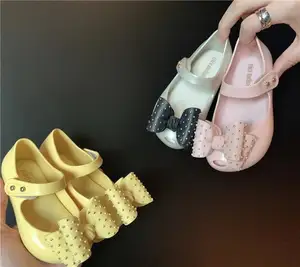 Mini Melissa chaussures enfants sandale gelée pour enfants avec nœud et bouche de poisson pour filles bébé chaussures de princesse avec semelles souples