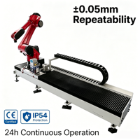 Bras robotisé industriel 6 axes haute précision avec répétabilité de 0,05 mm, moteur PLC, rail linéaire, pour soudage mobile, palettisation et chargement CNC