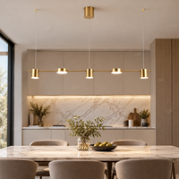 Luminaire suspendu moderne à 5 têtes en or, LED 35W, pour salle à manger, îlot de cuisine, bar, comptoir, restaurant, salon